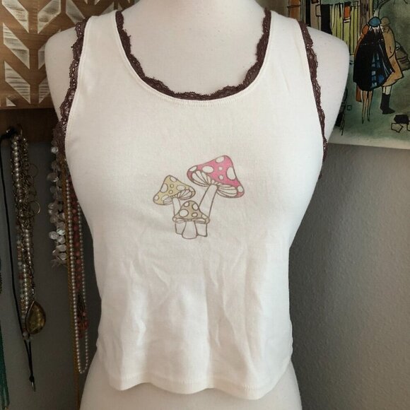 Hollister Mushroom Lace Crop Cami Tank - Boogie Nights Roller Derby Y2K - Picture 4 of 7
